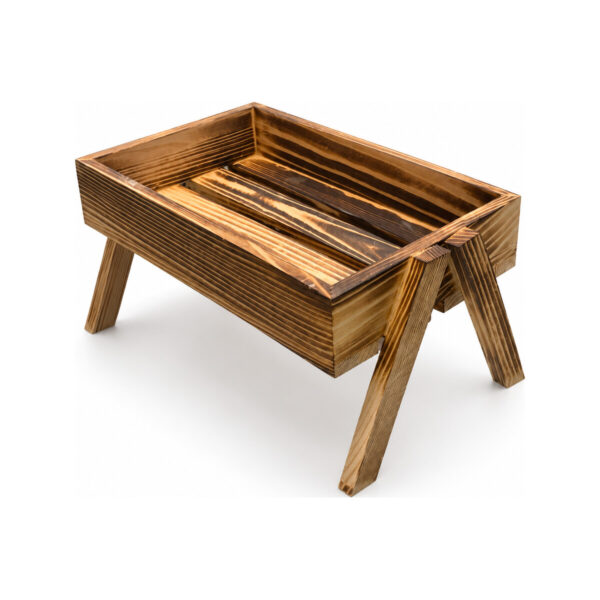Ψωμιέρα Ορθογώνια Ξύλινη Με Πόδια 28x18x12εκ