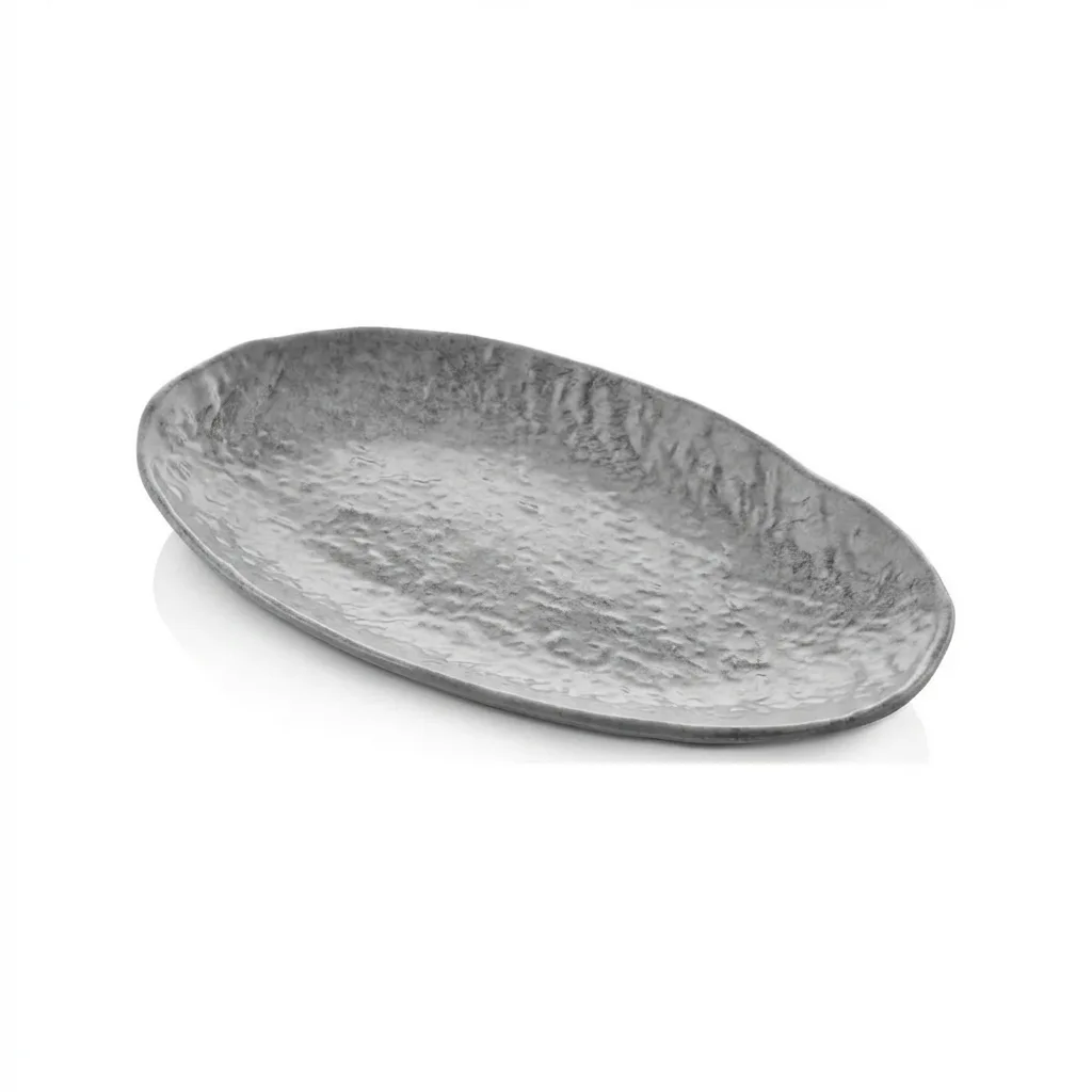 Πιατέλα Οβάλ Μελαμίνης Gray Rock 28x18εκ