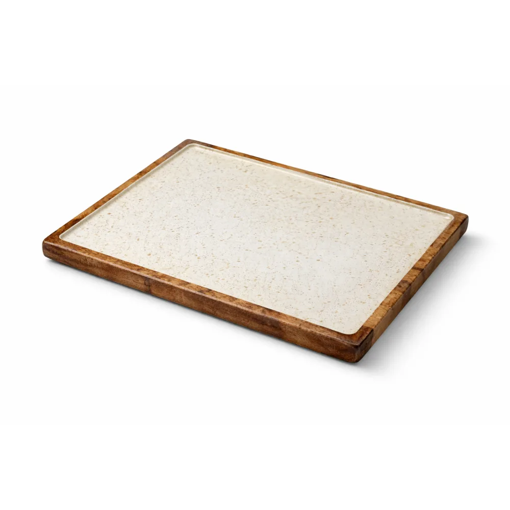 Ξύλινο Πλατώ Σερβιρίσματος Gold Spots 35x22cm Ξύλινο Πλατώ Σερβιρίσματος Gold Spots 35x22cm