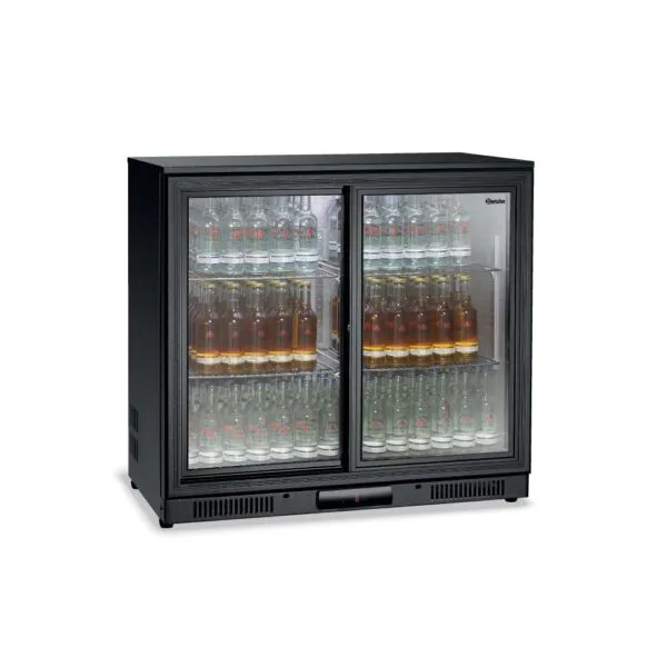 Βιτρίνα Back Bar Μαύρο 2 Πόρτες Συρόμενες 208Ltr 4 Ράφια Ρυθμιζόμενα