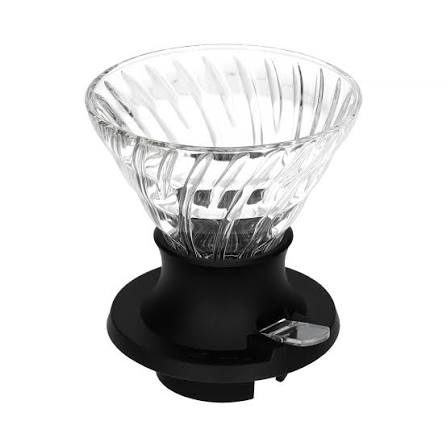 Coffee Dripper Γυάλινο Με Βάση Σιλικόνης Μαύρη 12x14εκ