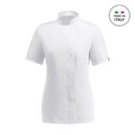 Chef Jacket EGOCHEF 100% Microfiber Women's White Short Sleeve Easy Girl MEDIUM