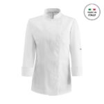 Chef Jacket EGOCHEF 100% Microfiber Women's White Long Sleeve Easy Girl MEDIUM