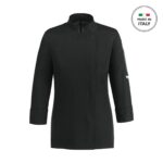 Chef Jacket EGOCHEF 100% Microfiber Women's Black Long Sleeve Easy Girl MEDIUM