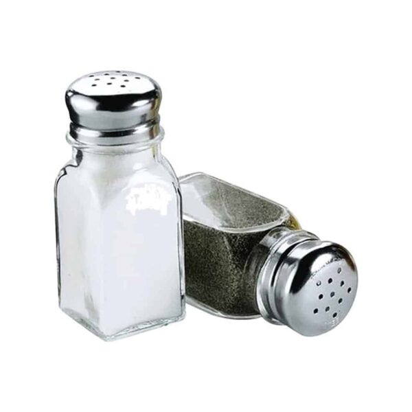 Square glass salt and cinnamon shaker, 10 cm