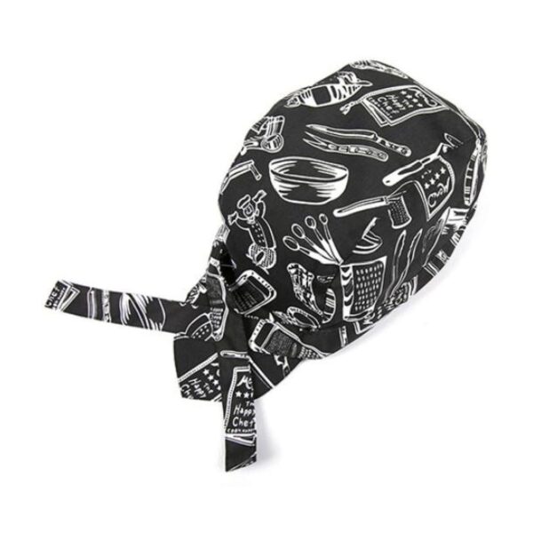 Fabric chef bandana Kitchen in black and white, One Size
