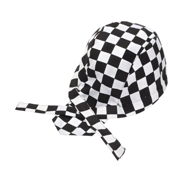 Fabric chef bandana Squares in black and white, One Size