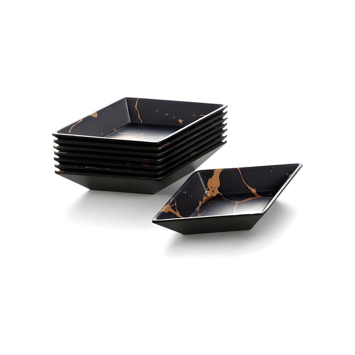 Melamine Bowl Rhombus Black Marble 19x11x3cm Melamine rhombus bowl Black Marble, 19x11x3 cm