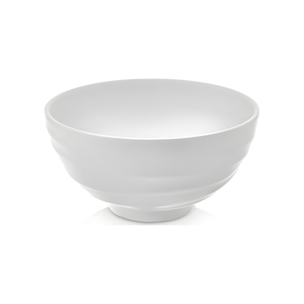 Ripple White round melamine bowl, 19x9 cm