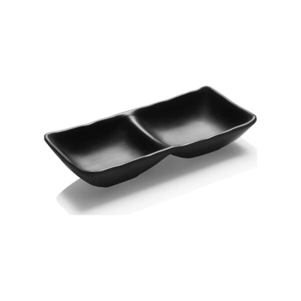 Double square black melamine dip bowl Black Rock, 17x9 cm