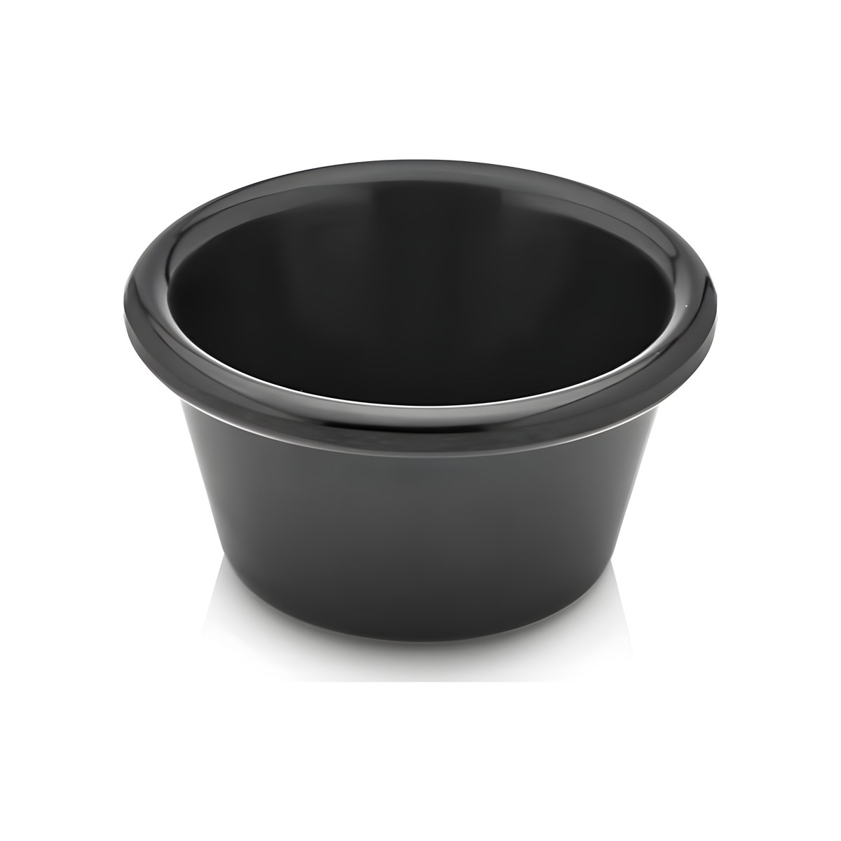 Melamine Dip Bowl Black Plain 6x2.5cm 30ml Black plain melamine dip bowl, 6x2.5 cm, 30 ml