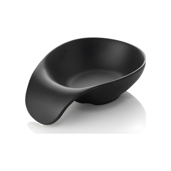 Round matte black melamine dip bowl with handles, 12x8 cm