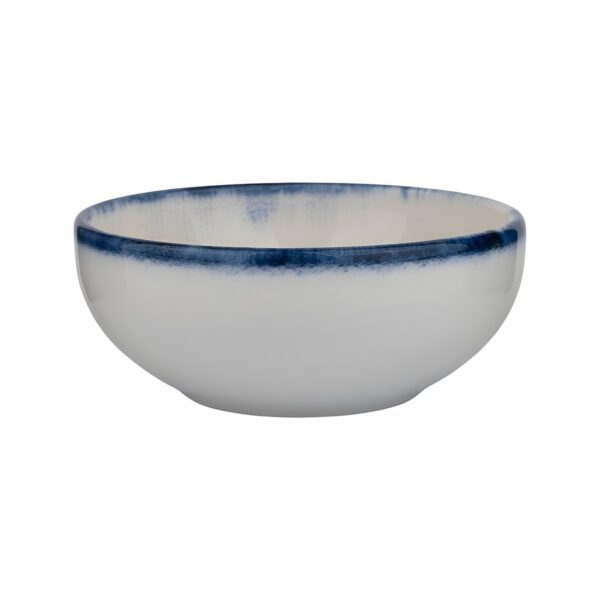 Kutahya Azure white porcelain dip bowl with blue rim, 8 cm