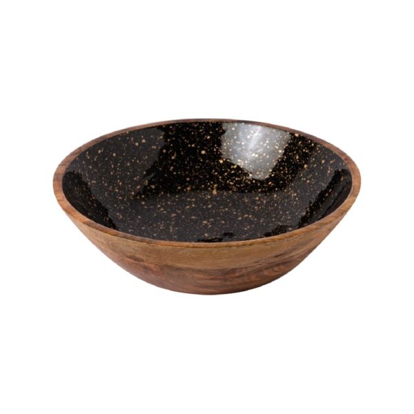 Βαθύ ξύλινο μπολ Black/Gold Spots, 25x8 εκ.