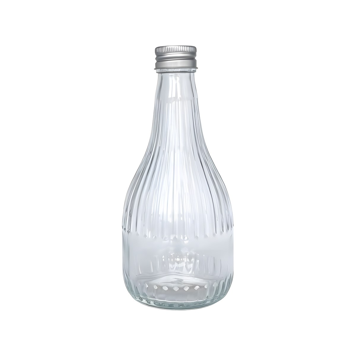 Glass Bottle Lines With Metal Stopper 200ml Lines ribbed glass bottle with metal stopper, 200 ml