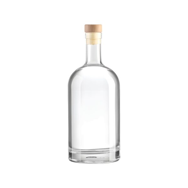 Round glass bottle with cork stopper, 100 ml