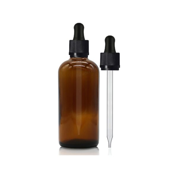 Γυάλινο μπουκάλι bitter σε καραμελέ χρώμα με drop dispenser, 120 ml