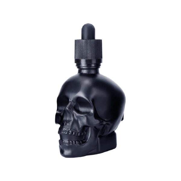 Μαύρο γυάλινο μπουκάλι bitter νεκροκεφαλή με drop dispenser, 150 ml
