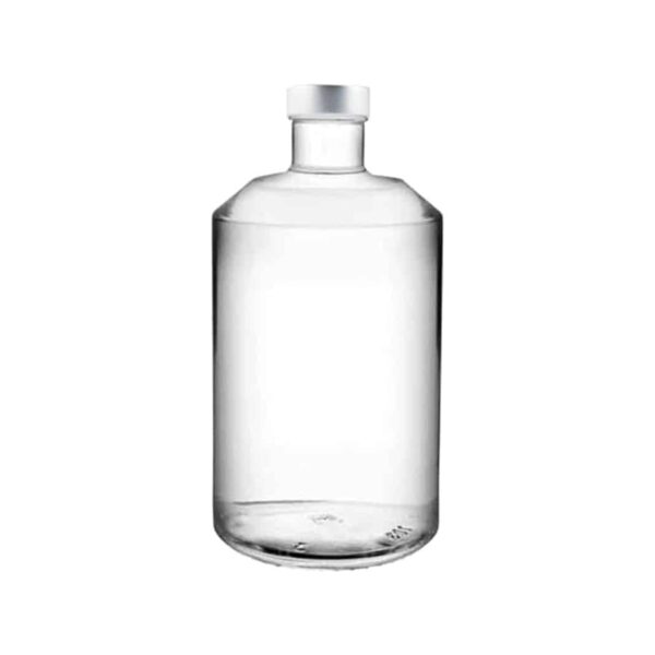 Chiara transparent glass bottle with silver cap, 1 litre