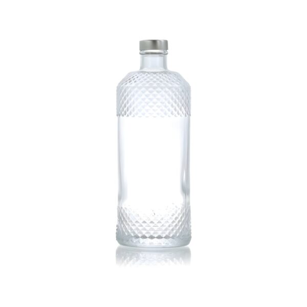 Crystal GPI glass bottle 1 litre with silver cap