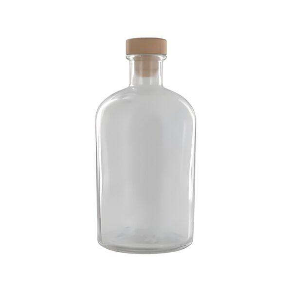 Antica transparent glass bottle with wooden silicone cork, 250 ml