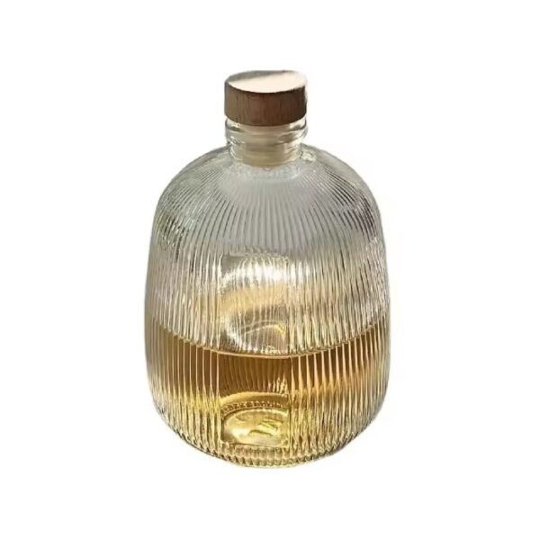 Round Lines glass bottle with lid, 400 ml