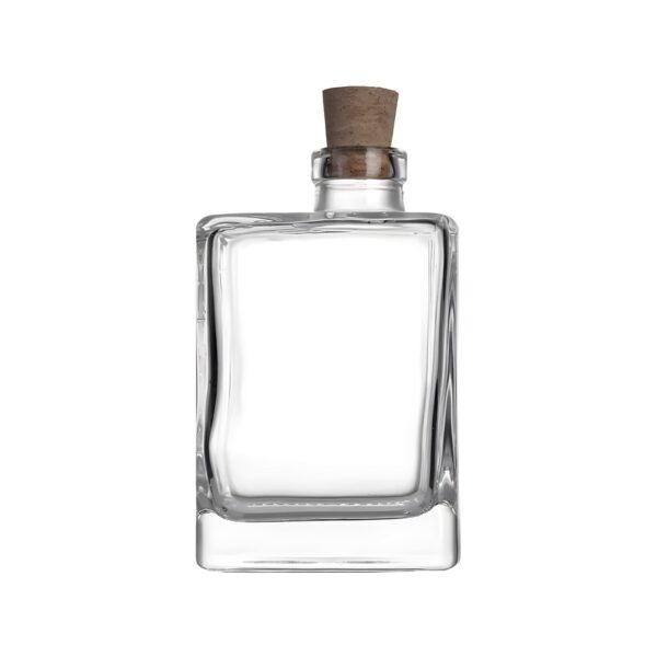 Square glass bottle with cork stopper, 300 ml