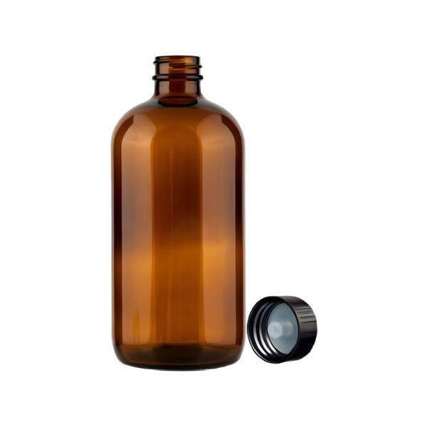 Caramel glass bottle with black cap, 1000 ml