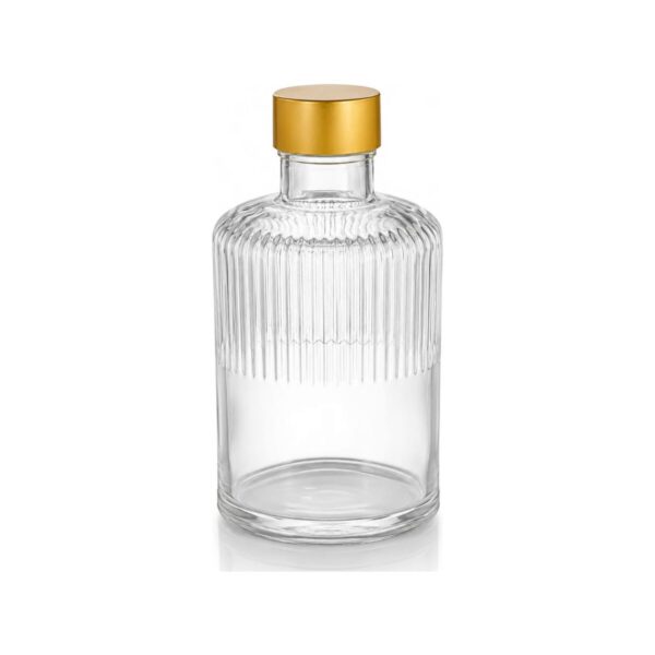 Lines glass bottle with gold metal stopper, 500 ml
