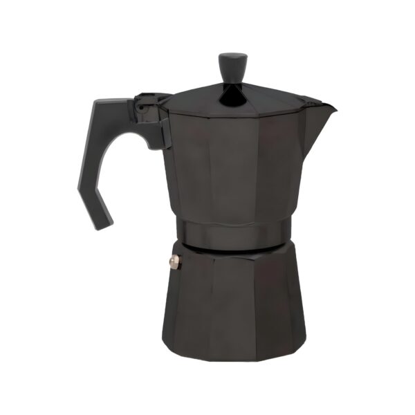 Black aluminum espresso maker for 6 cups