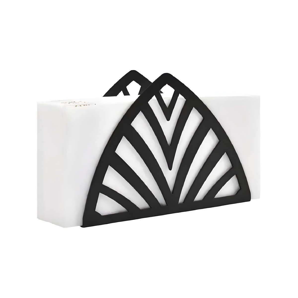 Triangular Napkin Holder Leaf Inox Black 13x10cm Black triangular stainless steel Leaf napkin holder, 13x10 cm