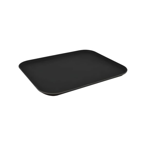Black non-slip rectangular fiberglass tray, 42x32 cm