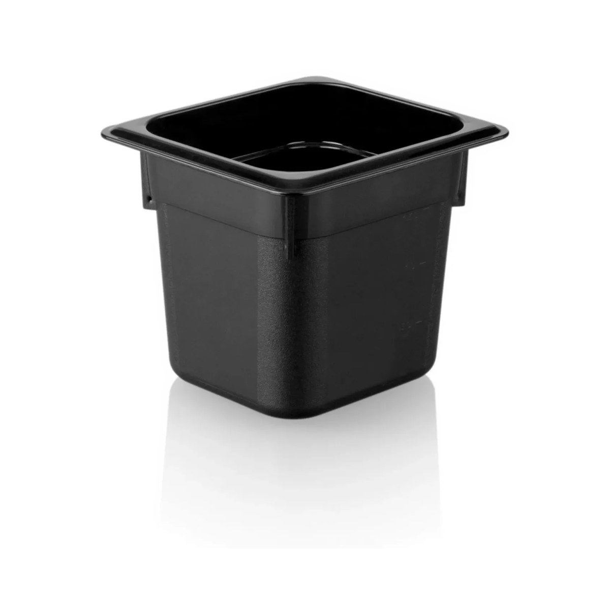 GN Container Polycarbonate 1/6 15cm Depth Black Black polycarbonate GN 1/6 container, 15 cm depth
