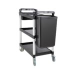 TEMNO Deep Waste Bin for Service Trolley Black Plastic 33x23x56cm - Image 2