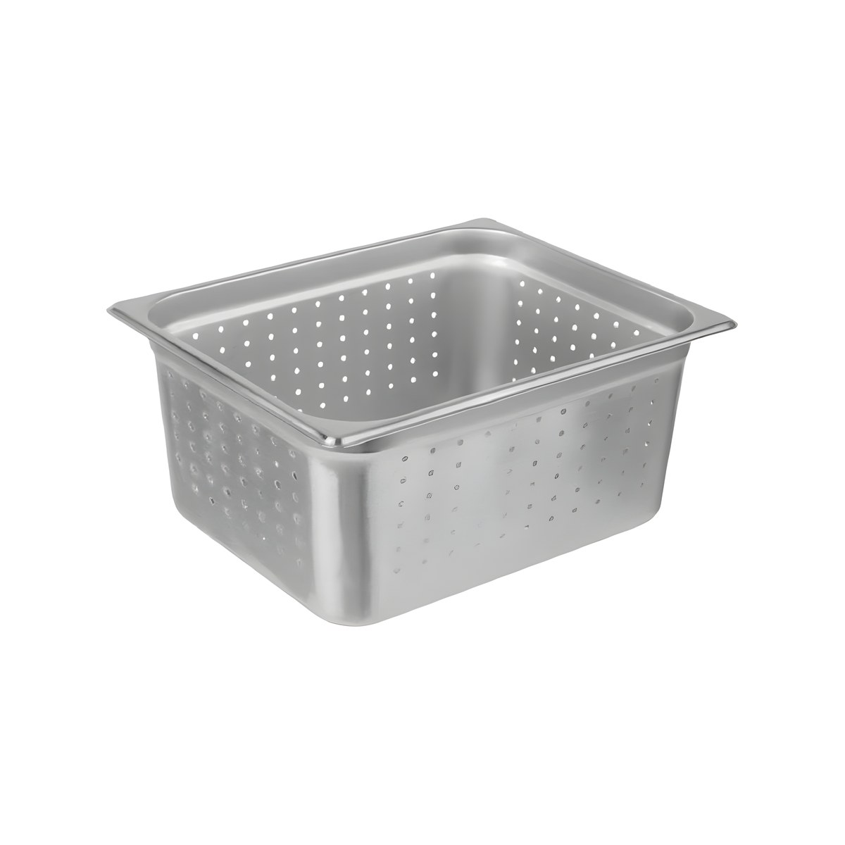 Gastronomy Container Perforated 1/2 15cm Depth Inox 18/0 Perforated GN 1/2 gastronomy container, 18/0 stainless steel, 15 cm depth