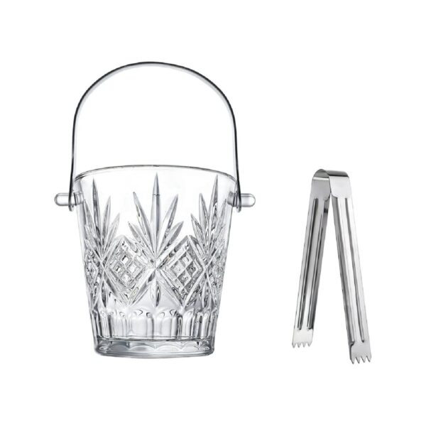Glass ice bucket Time with stainless steel tongs, 15x15 cm, 1.5 L