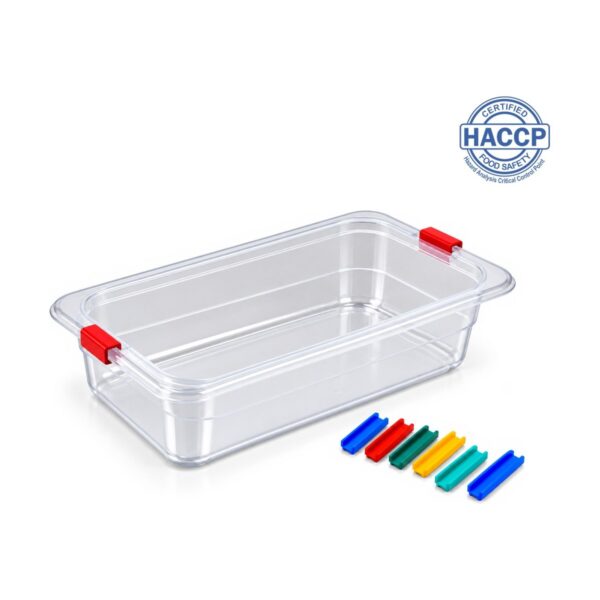 Polypropylene GN 1/4 food container, 6.5 cm depth, 1.8 litres