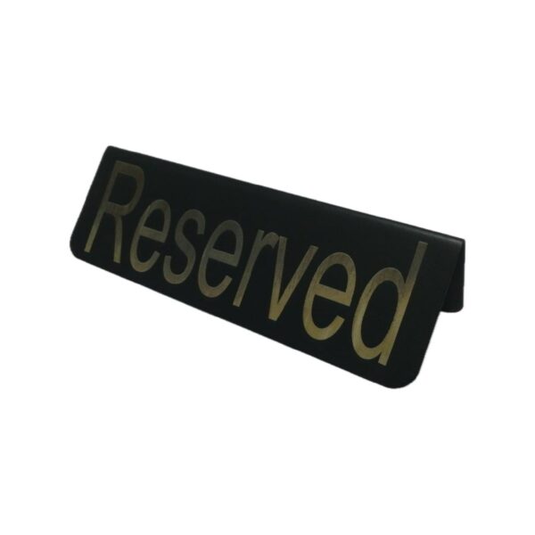 Μαύρη επιτραπέζια σήμανση Reserved από ανοξείδωτο ατσάλι 18/10 διπλής όψεως, 16x5,5 εκ