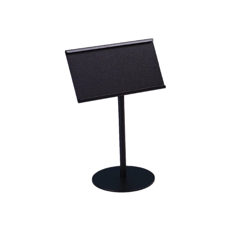 Black matte 18/10 stainless steel table card stand, 9x12 cm
