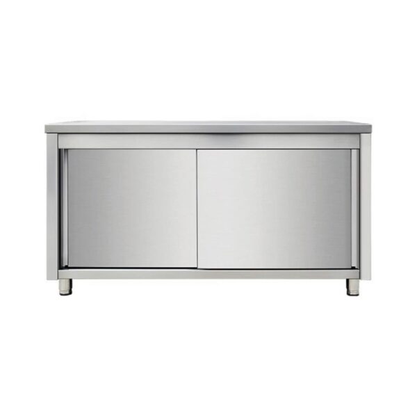 Stainless steel professional cabinet with sliding doors, 140x70x85 cm