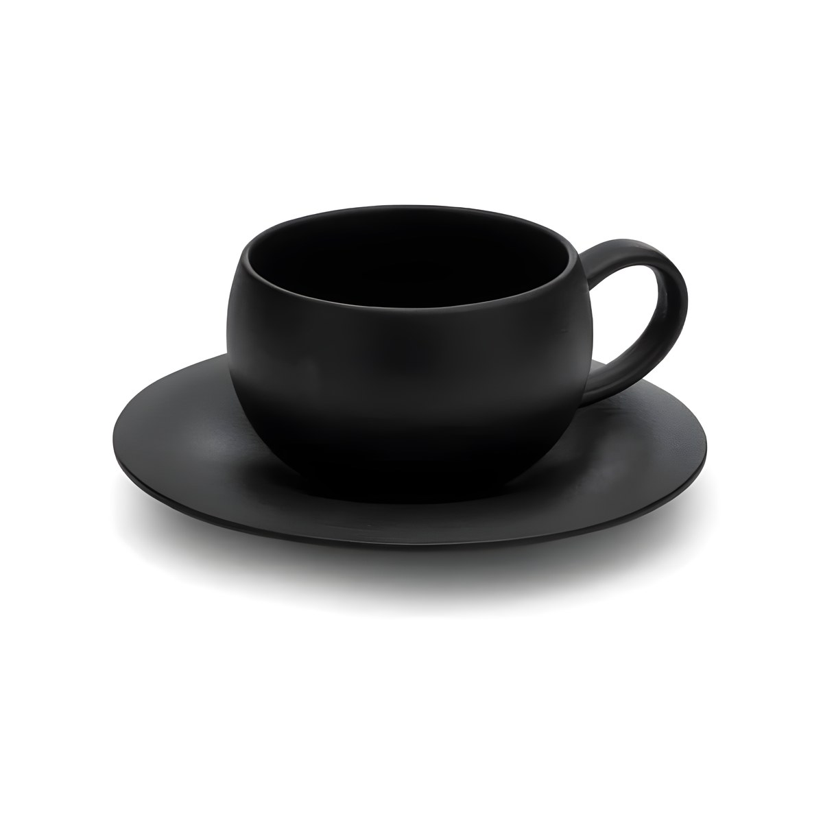 Espresso Cup 10cl & 13cm Black Rock Porcelain Plate Black Rock black porcelain espresso cup 10 cl with 13 cm saucer
