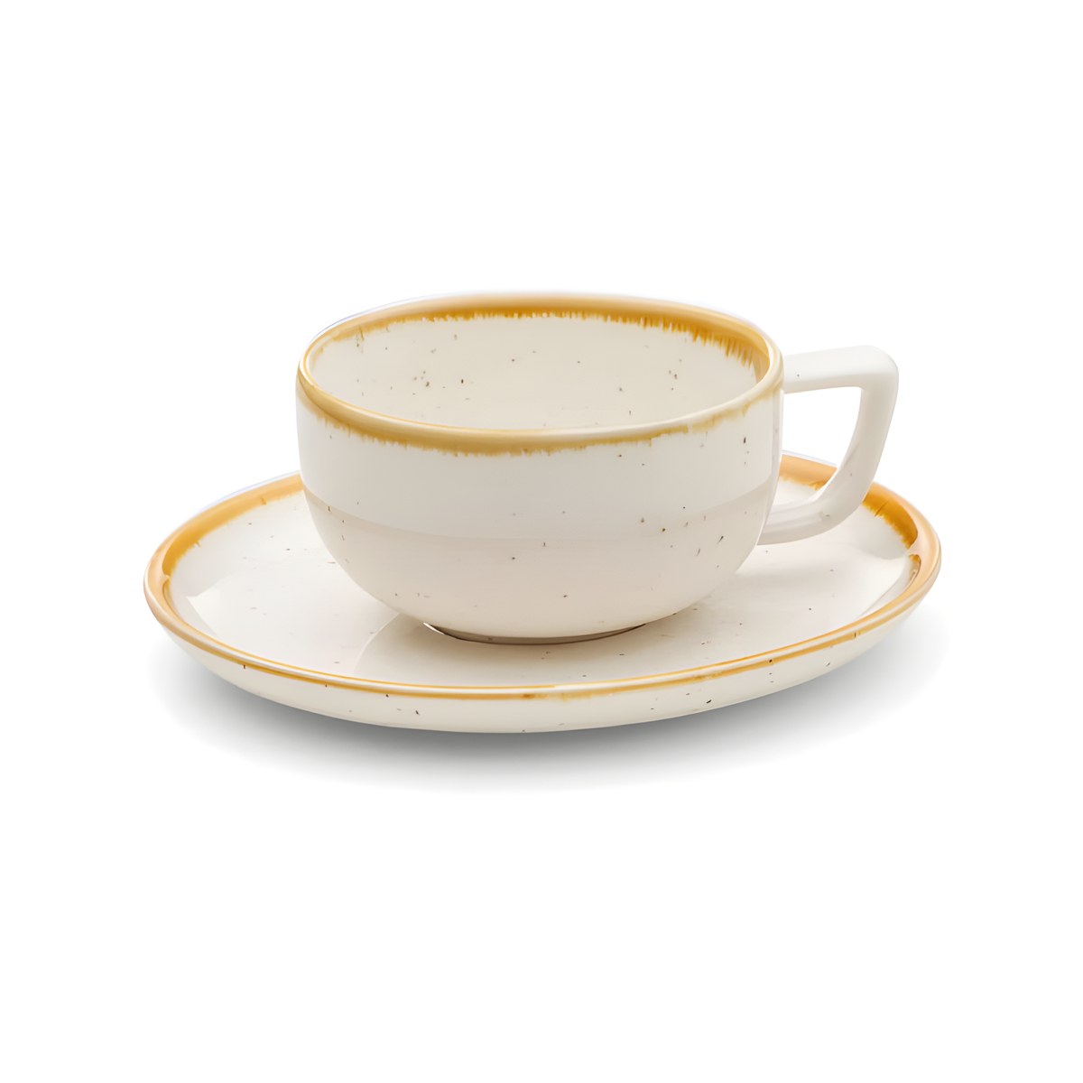 Cappuccino Cup 25cl & Plate 16.5cm Barley Beige Barley Beige porcelain cappuccino cup, 25 cl, with 16.5 cm saucer
