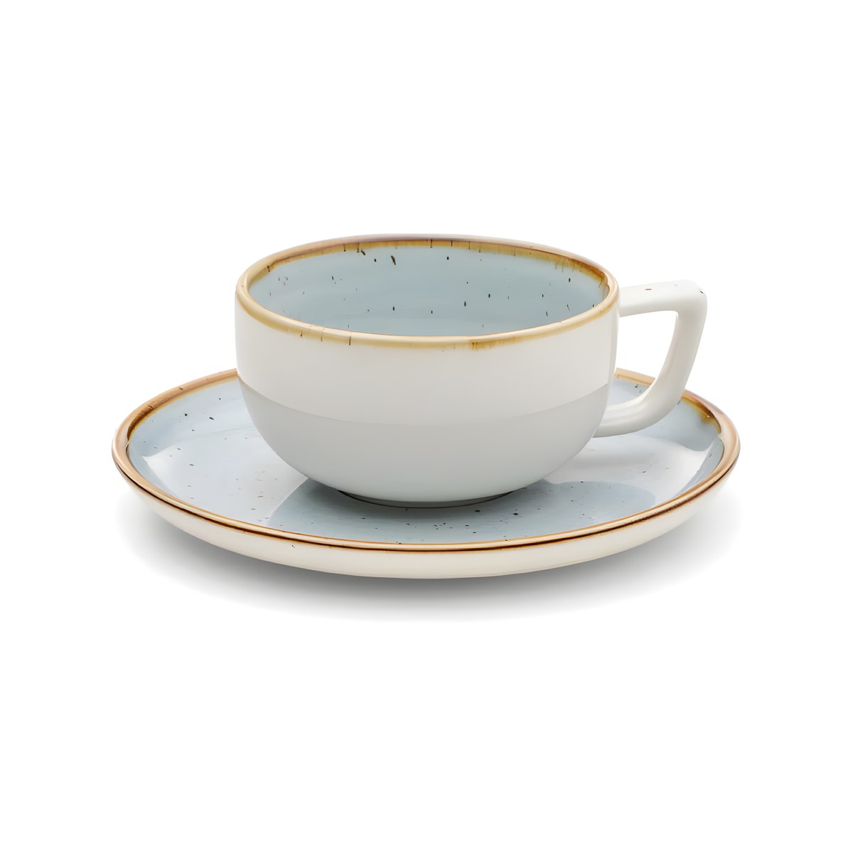 Cappuccino Cup 25cl & Plate 16.5cm Duck Egg Duck Egg porcelain cappuccino cup 25 cl with 16.5 cm saucer