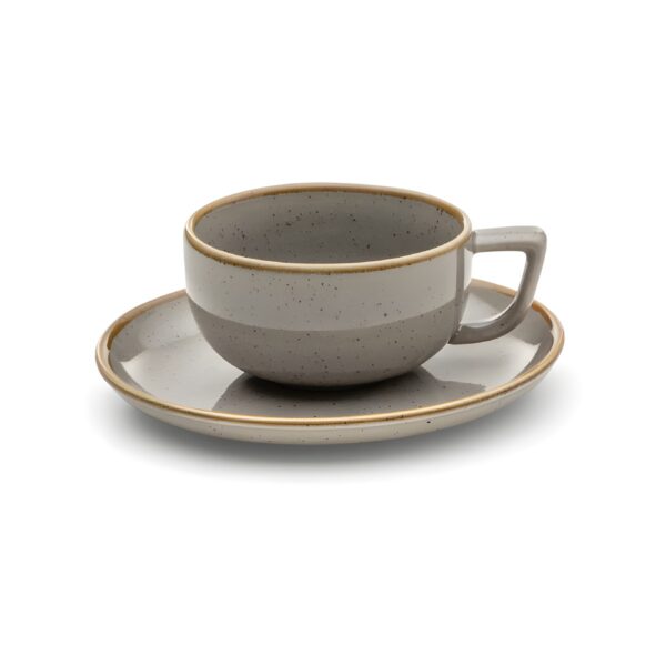 Γκρι πορσελάνινο φλιτζάνι cappuccino 25 cl με πιατάκι 16,5 εκ. Industrial Grey
