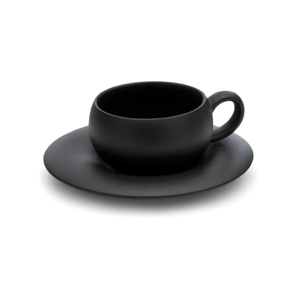 Black Rock black porcelain cappuccino cup 25 cl with 17 cm saucer