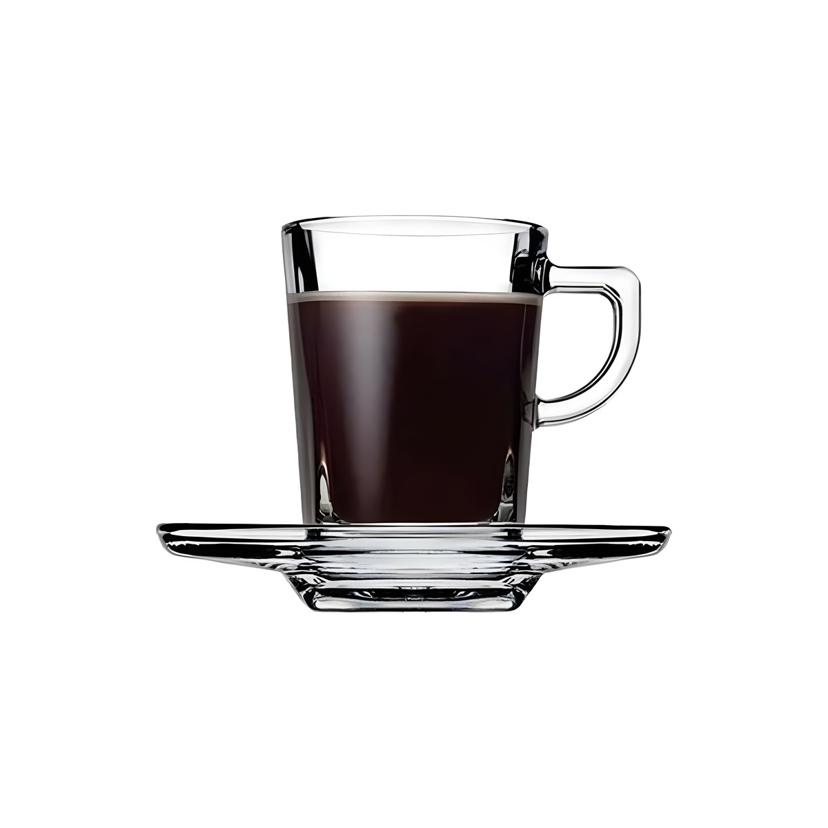 Glass Cup 7.5cl Espresso & Glass Saucer 10.5cm CARRE 95754 Pasabahce Carre glass espresso cup 7.5 cl with glass saucer 10.5 cm