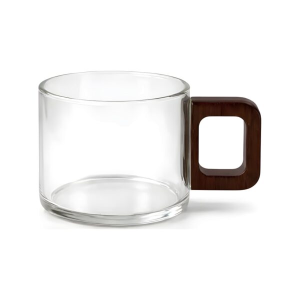 Glass espresso cup with wooden handle, 10 cl