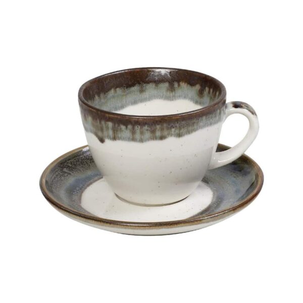 Green Espiel React porcelain cappuccino cup, 22 cl, with saucer