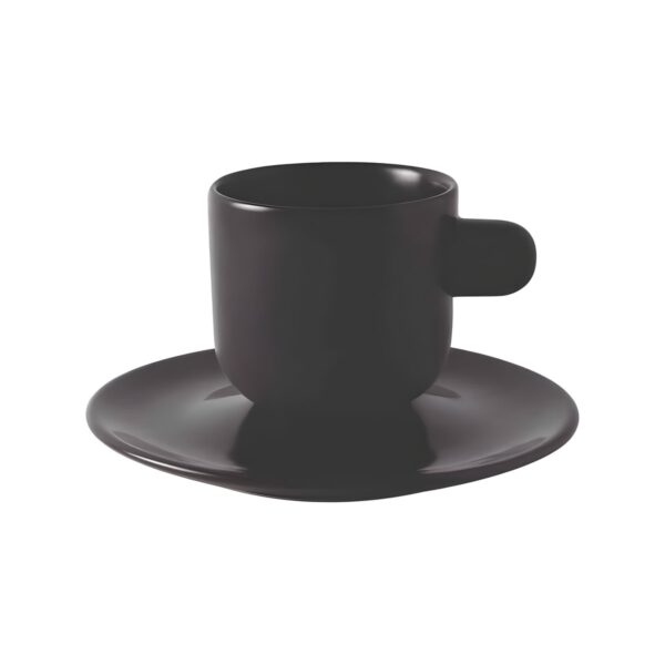 Μαύρο φλιτζάνι espresso 7 cl με πιατάκι 12 εκ. από πορσελάνη Parma
