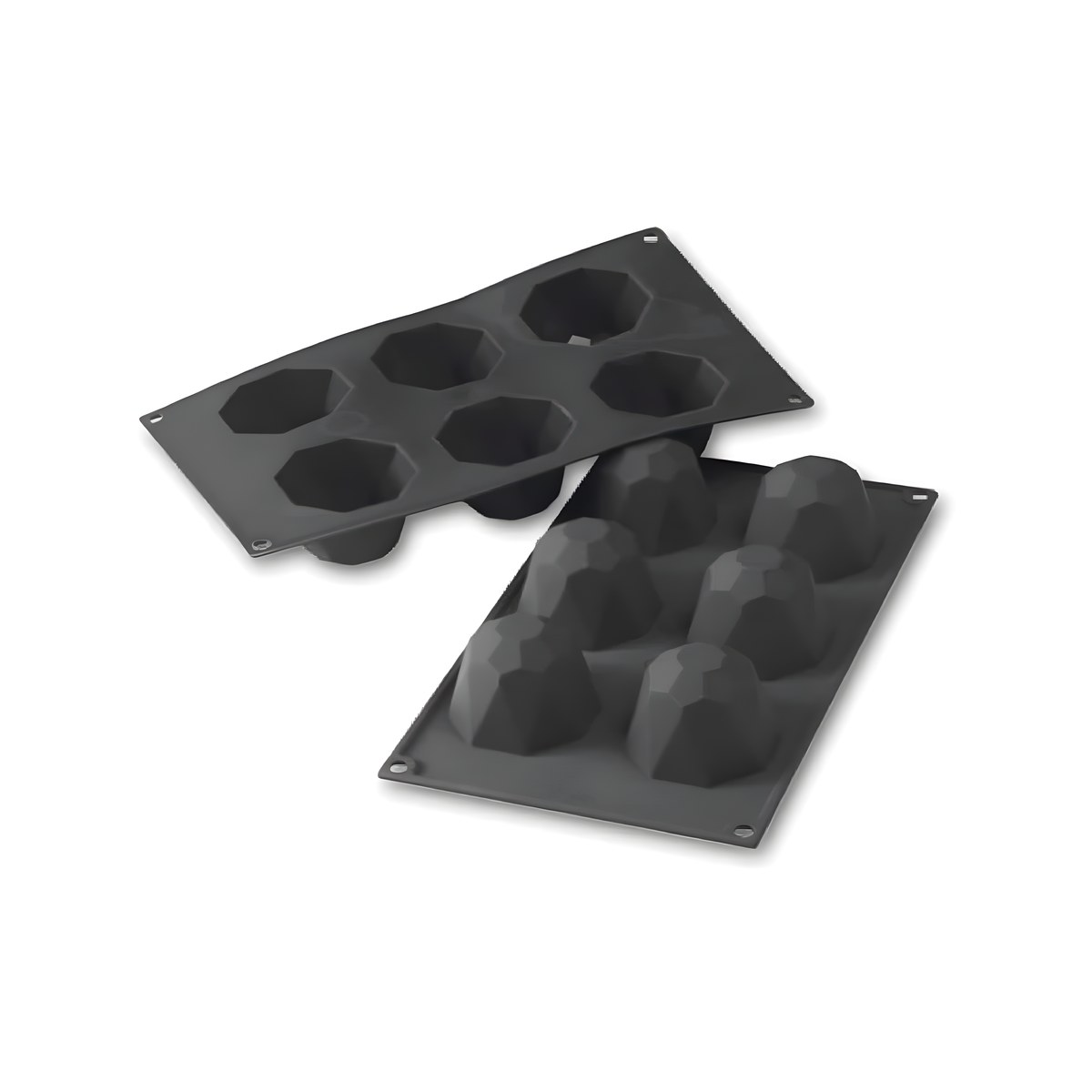 Silicone Mold 30x17.5cm Diamond Black 6 Compartments ø7x4.5cm Martellato Diamond black silicone mold with 6 compartments, 30x17.5 cm